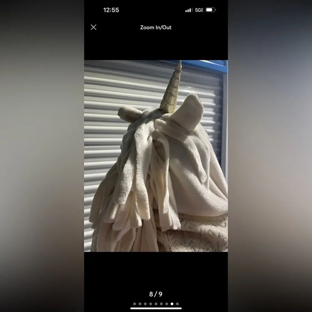 Justice unicorn/horse hooded blanket/throw/cape gold/white/cream